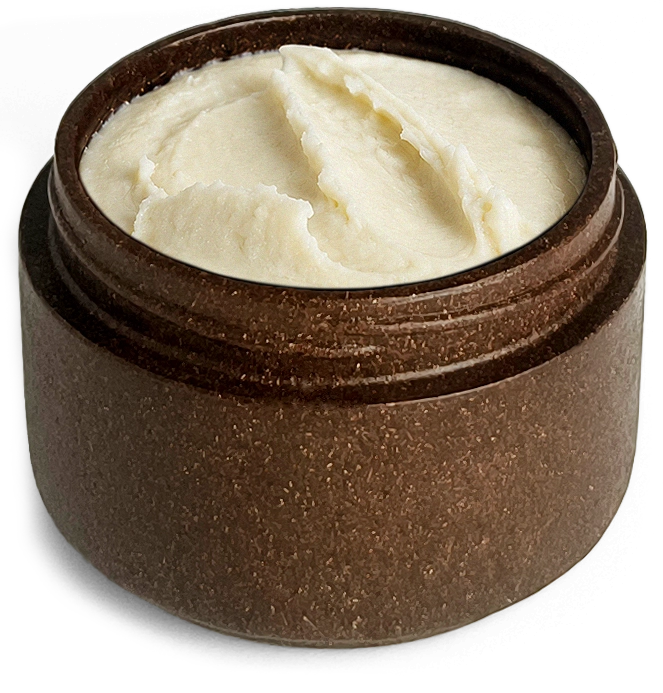 Agropak jar filled with body butter