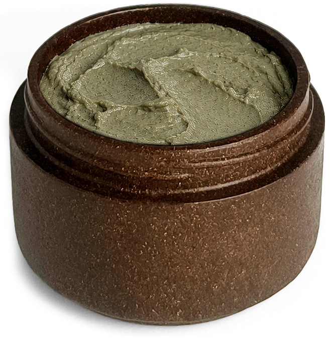 Agropak jar filled with clay mask