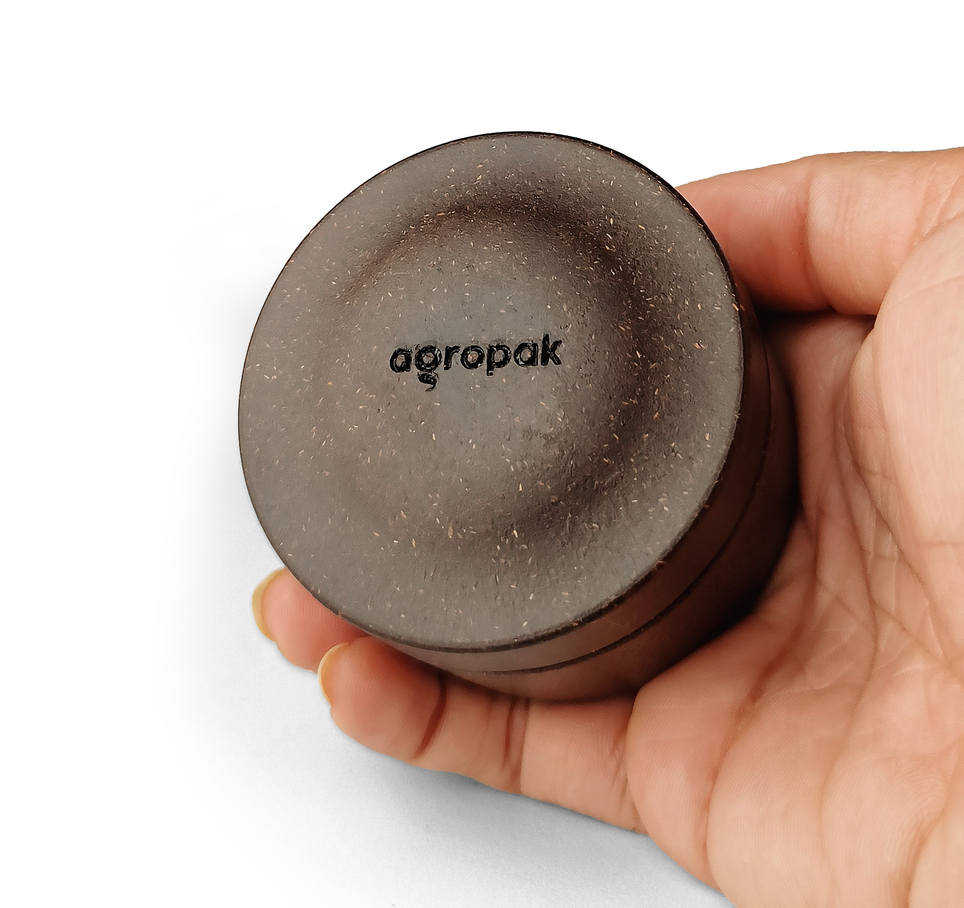 Agropak bio-composite jar with debossed brand logo