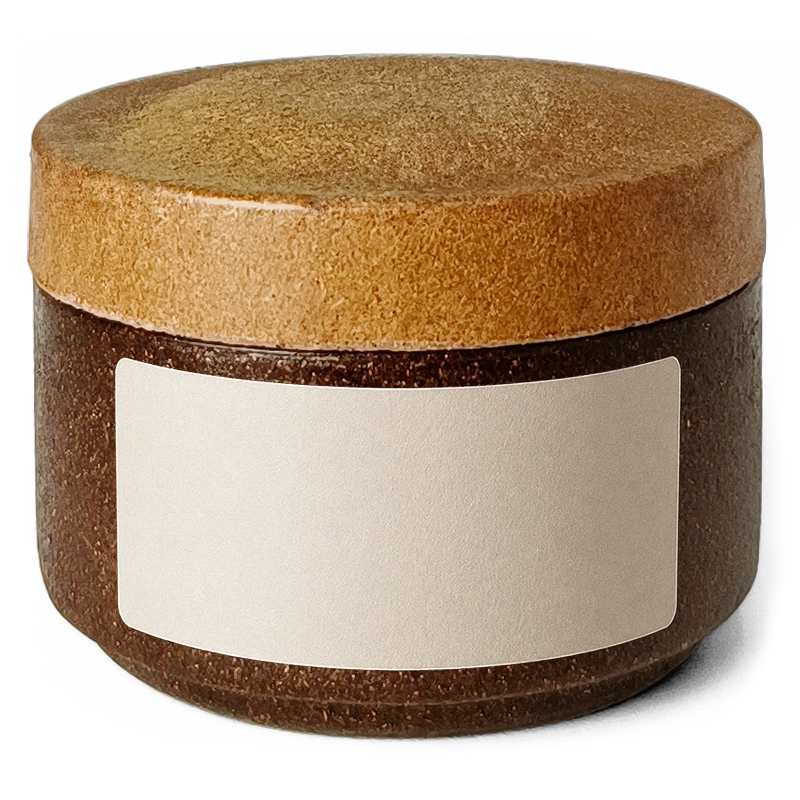 Agropak bio-composite jar with brand label applied